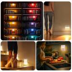 Guankai 8 Pack Rechargeable Motion Sensor Stair Light for Indoor, RGBW Battery Operated Closet Lights, Stick On Night Lamp, Motion Activated Magnetic Lighting Lamps for Step,Cabinet,Hallway,Bathroom