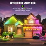 JOH Permanent Outdoor Lights, 100FT with RGB+IC Smart LED Outdoor Lights for House, App & Remote Control, DIY Scene Modes, IP67 Waterproof Christmas Light, Holiday, Party, Halloween Decorations