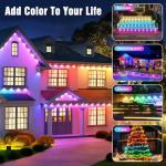 JOH Permanent Outdoor Lights, 100FT with RGB+IC Smart LED Outdoor Lights for House, App & Remote Control, DIY Scene Modes, IP67 Waterproof Christmas Light, Holiday, Party, Halloween Decorations