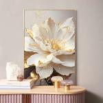 Gold Leaf White Flowers Modern Canvas Decorative Posters Canvas Wall Art Picture Printing Living Room Home Decor No Frame