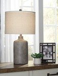 Signature Design by Ashley Linus Modern 25" Ceramic Table Lamp, Natural Stone Finish