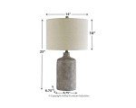 Signature Design by Ashley Linus Modern 25" Ceramic Table Lamp, Natural Stone Finish