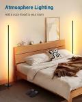 DEWENWILS Floor Lamp, Set of 2 LED Corner Light Works with Foot Switch, 1100 Lumen Dimmable Floor Lamp with 3000K Warm White, 57.5" Tall Standing Lamp for Living Room, Bedroom, Office (Black)