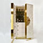 Light luxury high-end wine cabinet Fritillary living room against the wall villa modern high-end light strip glass