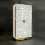 Light luxury high-end wine cabinet Fritillary living room against the wall villa modern high-end light strip glass