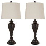 Signature Design by Ashley Darlita Traditional 29" Table Lamp with Pedestal Base, 2 Count, Dark Brown with White Shade