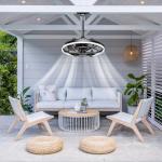 Tsurebowl Outdoor Ceiling Fans with Lights for Patios Waterproof, 20" Gazebo Fan Outdoor Hanging & Hook-3CCT Dimmable LED,Black Plug in Caged Ceiling Fan with Light & Remote for Outside Porch, Pergola