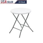 24 Inch Round Folding Bistro Table Compact Easy Storage Indoor Outdoor Use Durable White Finish Easy Clean Surface