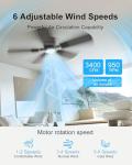 CubiCubi Ceiling Fans with Lights - 52 inch Black Ceiling Fan with Light and Remote/APP, Dimmable, Super Quiet, Modern Ceiling Fan for Indoor Bedroom, Living Room, Kitchen