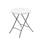 24 Inch Round Folding Bistro Table Compact Easy Storage Indoor Outdoor Use Durable White Finish Easy Clean Surface