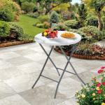 24 Inch Round Folding Bistro Table Compact Easy Storage Indoor Outdoor Use Durable White Finish Easy Clean Surface