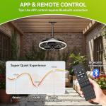 Tsurebowl Outdoor Ceiling Fans with Lights for Patios Waterproof, 20" Gazebo Fan Outdoor Hanging & Hook-3CCT Dimmable LED,Black Plug in Caged Ceiling Fan with Light & Remote for Outside Porch, Pergola