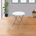 24 Inch Round Folding Bistro Table Compact Easy Storage Indoor Outdoor Use Durable White Finish Easy Clean Surface