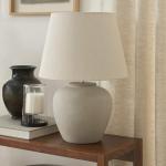 Nourison Home 20" Sand (Light Beige) Ceramic Pot Table Lamp for Bedroom, Living Room, Console, Entryway