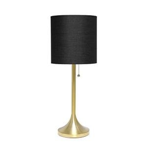 Simple Designs LT1076-GDB Tapered Fabric Drum Shade Table Lamp, Gold and Black, Gold/Black, 8 x 8 x 21