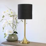 Simple Designs LT1076-GDB Tapered Fabric Drum Shade Table Lamp, Gold and Black, Gold/Black, 8 x 8 x 21