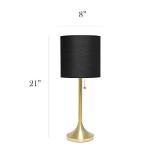Simple Designs LT1076-GDB Tapered Fabric Drum Shade Table Lamp, Gold and Black, Gold/Black, 8 x 8 x 21
