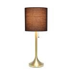 Simple Designs LT1076-GDB Tapered Fabric Drum Shade Table Lamp, Gold and Black, Gold/Black, 8 x 8 x 21