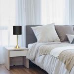 Simple Designs LT1076-GDB Tapered Fabric Drum Shade Table Lamp, Gold and Black, Gold/Black, 8 x 8 x 21