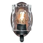 Westinghouse 6331600 Barnwell One-Light Indoor Wall Fixture, Textured Iron and Barnwood Finish with Clear Hammered Glass, 1