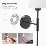 ECOHOM 25.6 inch Battery Operated Wall Sconces Set of 2, Wireless Wall Lights with Rechargeable Bulbs & Remote, 15 Colors & Dimmable, Battery Powered Wall Lights for Bedroom, Living Room,Hallway,Black