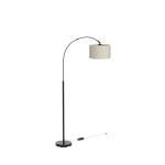 Dimmable Floor Lamp, Arc Floor Lamp with Dimmer, Black Standing Lamp with Adjustable Hanging Shade, Over Couch Tall Reading Light, Modern Pole Lamp for Living Room Bedroom, 9W LED Bulb Included