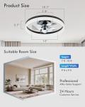 CubiCubi Ceiling Fans with Lights, 20 Inch Black Low Profile Ceiling Fans with Lights and Remote Control, APP, Modern Flush Mount LED Ceiling Fan with 3CCT and 6 Wind Speeds, LED Fans for Bedroom