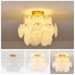 VANZARLA Modern Flush Mount Glass Ceiling Light Gold Finish, Hallway Lights Vintage Chandelier, 4-Light Unique Light Fixture for Bedroom Entryway Kitchen