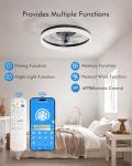 CubiCubi Ceiling Fans with Lights, 20 Inch Black Low Profile Ceiling Fans with Lights and Remote Control, APP, Modern Flush Mount LED Ceiling Fan with 3CCT and 6 Wind Speeds, LED Fans for Bedroom