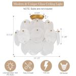 VANZARLA Modern Flush Mount Glass Ceiling Light Gold Finish, Hallway Lights Vintage Chandelier, 4-Light Unique Light Fixture for Bedroom Entryway Kitchen