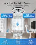 CubiCubi Ceiling Fans with Lights, 20 Inch Black Low Profile Ceiling Fans with Lights and Remote Control, APP, Modern Flush Mount LED Ceiling Fan with 3CCT and 6 Wind Speeds, LED Fans for Bedroom