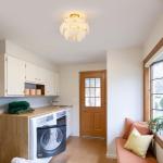 VANZARLA Modern Flush Mount Glass Ceiling Light Gold Finish, Hallway Lights Vintage Chandelier, 4-Light Unique Light Fixture for Bedroom Entryway Kitchen