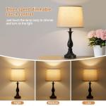 Bedside Table Lamp Touch Control Bedroom Lamps with USB A and C Charging Port 3 Way Dimmable Touch Lamps for Nightstand Living Room Bedroom Dorm Home Office Reading, Set of 2