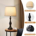 Bedside Table Lamp Touch Control Bedroom Lamps with USB A and C Charging Port 3 Way Dimmable Touch Lamps for Nightstand Living Room Bedroom Dorm Home Office Reading, Set of 2