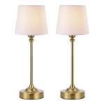 Kakanuo Cordless Table Lamps Rechargeable Set - 2 Pack Gold 4000mAH Battery Operated Lamps for Decor, 3000K Stepless Dimming Touch Wireless Lamp for Bedroom, Dining Table, Living Room, White Shade