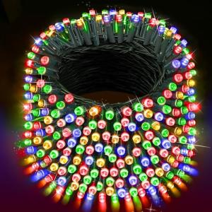 XURISEN 403FT 1000 LED Christmas Lights Outdoor Green Wire String Lights 8 Modes with Timer Memory Waterproof Fairy Light Plug in for Xmas Tree Wedding Yard Party Holiday Decorations(Multicolor)
