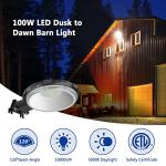 LED Barn Light, Dusk to Dawn Outdoor Lighting with 100W 10000LM 5000K Daylight, IP65 Waterproof Outdoor Security Flood Lights for Garage Yard Street Warehouse Use