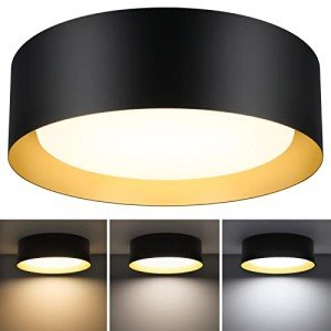 BrightHome Flush Mount LED Ceiling Light, 13in 2400LM 25W, 3 Color (3000K, 4000K, 5000K) Dimmable Black Gold Modern Lamp for Bedroom, Bathroom, Hallway, Kitchen