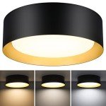 BrightHome Flush Mount LED Ceiling Light, 13in 2400LM 25W, 3 Color (3000K, 4000K, 5000K) Dimmable Black Gold Modern Lamp for Bedroom, Bathroom, Hallway, Kitchen