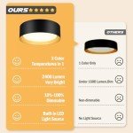 BrightHome Flush Mount LED Ceiling Light, 13in 2400LM 25W, 3 Color (3000K, 4000K, 5000K) Dimmable Black Gold Modern Lamp for Bedroom, Bathroom, Hallway, Kitchen