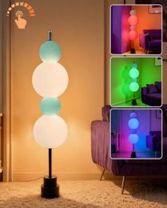 Lightdot RGB& 3000K Floor Lamp with Touch Control, Dimmable Colors Temperature & Brightness, Globe Modern Floor Lamp with Smart Bulb, Blue Standing Lamps for Living Room