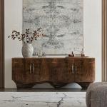 Light luxury dining side cabinet, living room integrated against the wall, high-end walnut entrance, high-end household storage