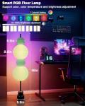 Lightdot RGB& 3000K Floor Lamp with Touch Control, Dimmable Colors Temperature & Brightness, Globe Modern Floor Lamp with Smart Bulb, Blue Standing Lamps for Living Room