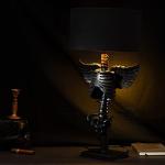 Large Skeleton with Wings Lamp - Decorations 25" H Skull Skeleton Desk Table Lamp, Goth Decor, Skeleton Figurine, Unique Table Gothic Spooky Home Decor for Any Room - Birthday Gifts (Black)