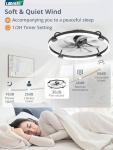 LEDIARY Ceiling Fans with Lights and Remote, 24'' Low Profile Ceiling Fan with Light, 3000-6000K Dimmable Fandelier LED Fan Light, 6 Wind Speeds, Black Modern Flush Mount Ceiling Fan for Bedroom