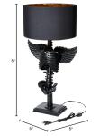 Large Skeleton with Wings Lamp - Decorations 25" H Skull Skeleton Desk Table Lamp, Goth Decor, Skeleton Figurine, Unique Table Gothic Spooky Home Decor for Any Room - Birthday Gifts (Black)