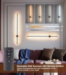 Battery Operated Wall Sconces with Remote Control, USB Rechargeable Wall Sconce Set of Two, Dimmable LED Wall Lights Indoor, 360° Rotate Cordless Wall Lamp for Living Room Bedroom Hallway, Black, 40In