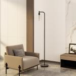 addlon Floor Lamps for Living Room Bright Lighting with Seeded Glass lampshade, Modern Bright Floor Lamp with LED Bulbs Industrial Standing lamp for beroom, Tall Pole Lamps Office - Black