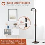 addlon Floor Lamps for Living Room Bright Lighting with Seeded Glass lampshade, Modern Bright Floor Lamp with LED Bulbs Industrial Standing lamp for beroom, Tall Pole Lamps Office - Black