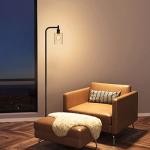 addlon Floor Lamps for Living Room Bright Lighting with Seeded Glass lampshade, Modern Bright Floor Lamp with LED Bulbs Industrial Standing lamp for beroom, Tall Pole Lamps Office - Black